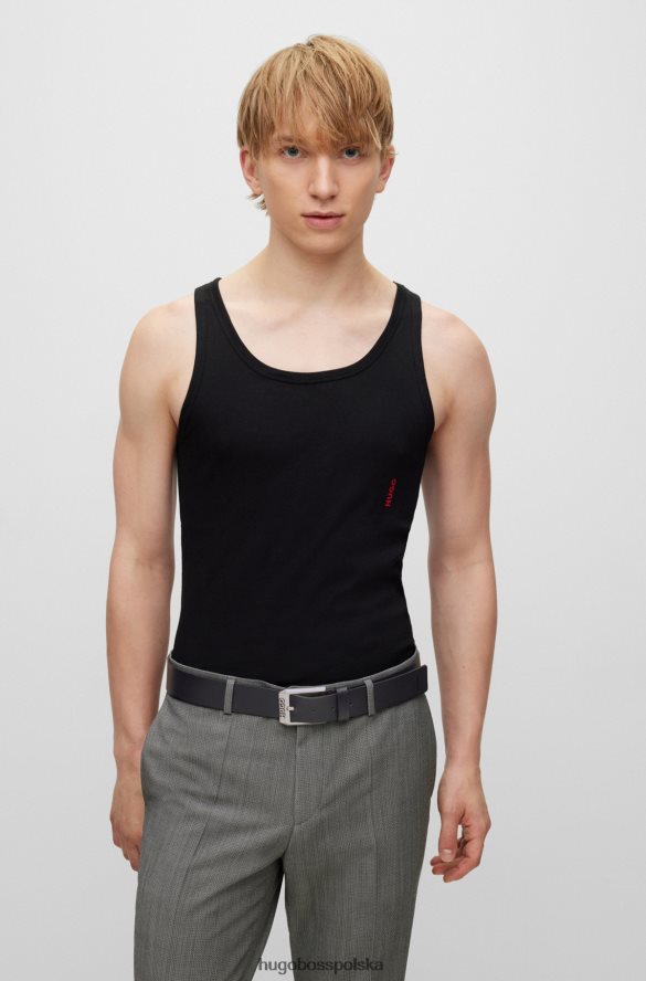 Hugo Boss skórzany pasek z klamrą z logo, czarny hugo czarny R0X0H65112