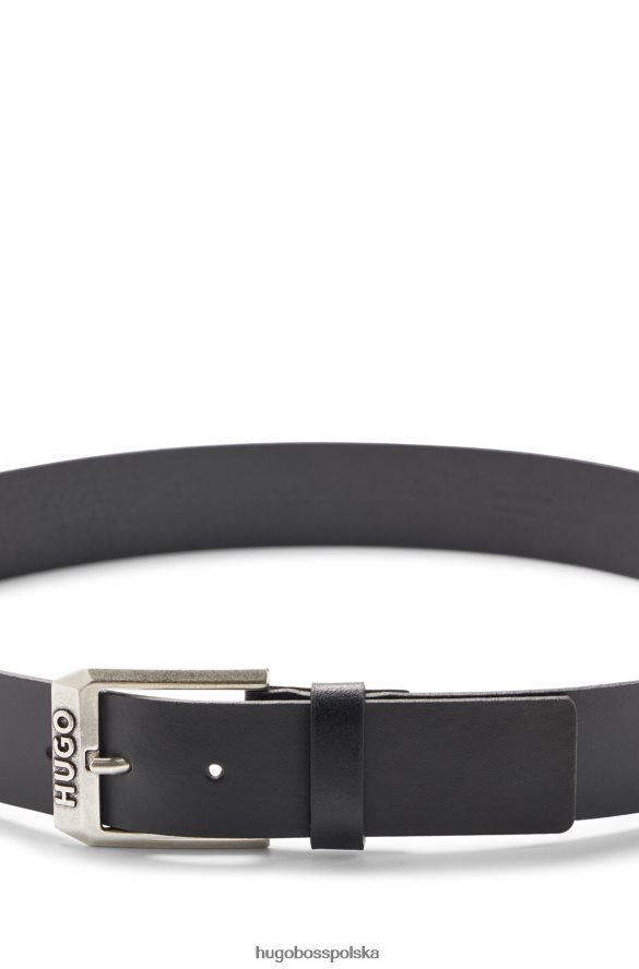 Hugo Boss skórzany pasek z klamrą z logo, czarny hugo czarny R0X0H65112