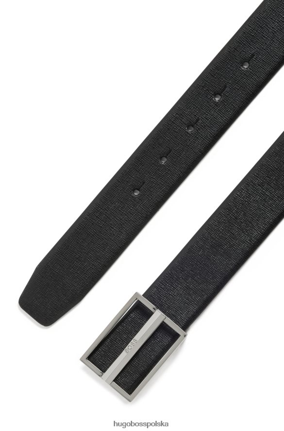 Hugo Boss skórzany pasek z nadrukiem i polerowaną klamrą z logo hugo czarny czarny R0X0H65366