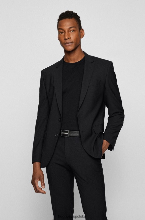 Hugo Boss skórzany pasek z nadrukiem i polerowaną klamrą z logo hugo czarny czarny R0X0H65366