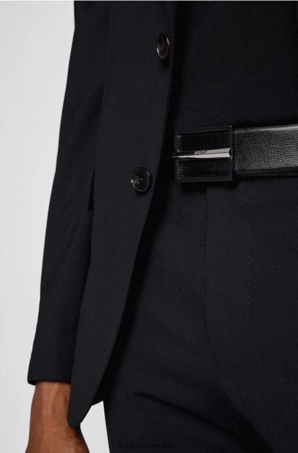 Hugo Boss skórzany pasek z nadrukiem i polerowaną klamrą z logo hugo czarny czarny R0X0H65366