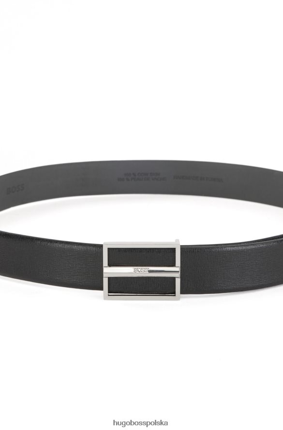 Hugo Boss skórzany pasek z nadrukiem i polerowaną klamrą z logo hugo czarny czarny R0X0H65366