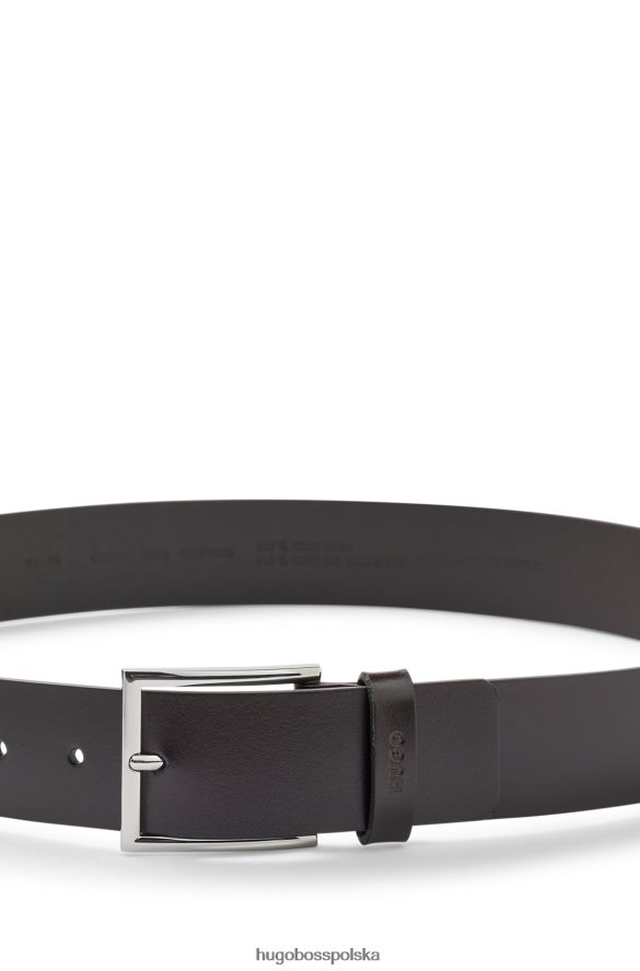 Hugo Boss skórzany pasek z uchwytem z logo ciemny brąz R0X0H65236