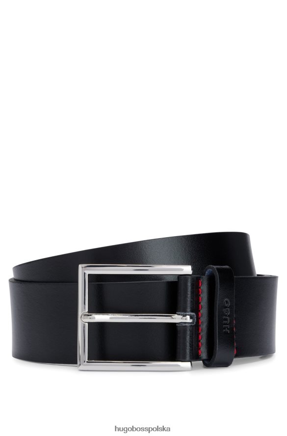 Hugo Boss skórzany pasek z uchwytem z logo czarny R0X0H65237