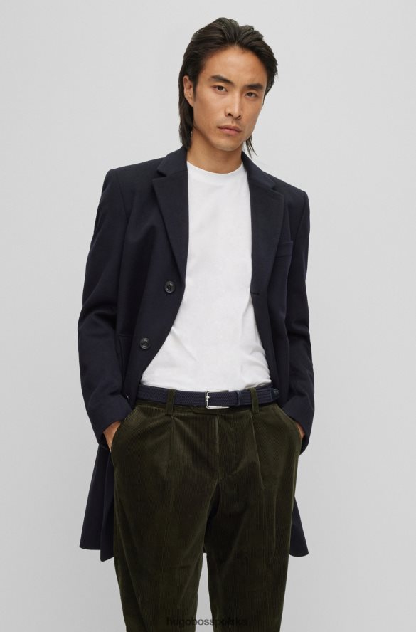 Hugo Boss tkany pasek ze skórzanymi wykończeniami w kolorze ciemnoniebieskim hugo ciemny niebieski R0X0H65339