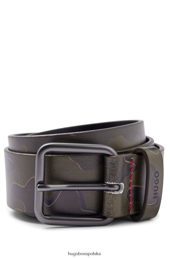 Hugo Boss włoski pasek z gładkiej skóry z nadrukiem kamuflażowym hugo wzorzyste R0X0H65352