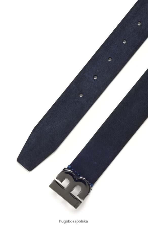 Hugo Boss włoski zamszowy pasek z polerowanym brązem, hugo w kolorze granatowym ciemny niebieski R0X0H65157