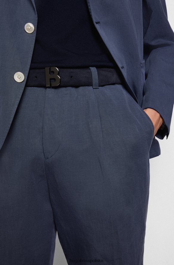 Hugo Boss włoski zamszowy pasek z polerowanym brązem, hugo w kolorze granatowym ciemny niebieski R0X0H65157