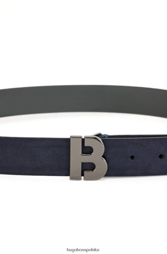 Hugo Boss włoski zamszowy pasek z polerowanym brązem, hugo w kolorze granatowym ciemny niebieski R0X0H65157