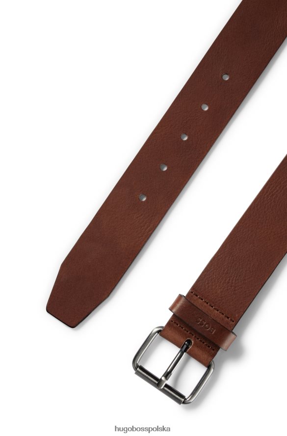 Hugo Boss włosko-skórzany pasek z elementami z efektem brązu, ciemnobrązowy hugo ciemny brąz R0X0H65232