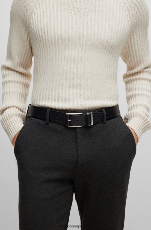 Hugo Boss włosko-skórzany pasek z gładkim wykończeniem i markowym czarnym hugo czarny R0X0H65364
