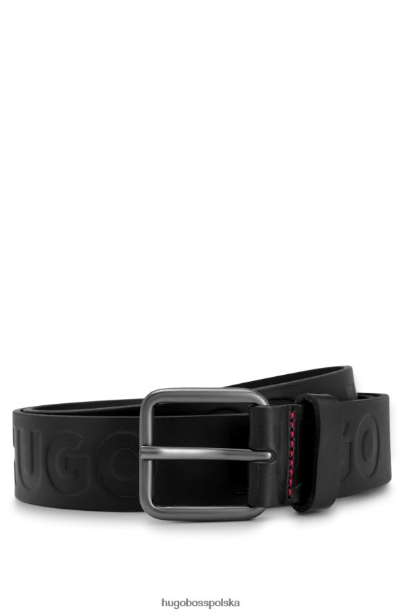 Hugo Boss włosko-skórzany pasek z logo emed czarny R0X0H65089