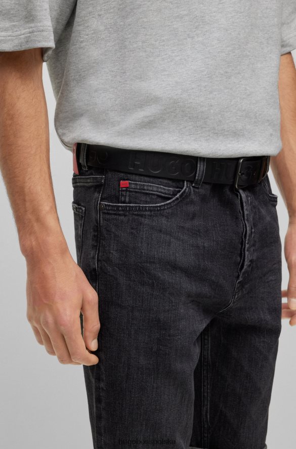 Hugo Boss włosko-skórzany pasek z logo emed czarny R0X0H65089