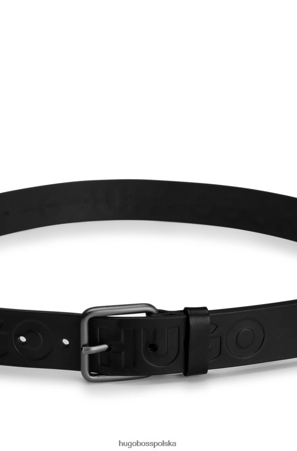 Hugo Boss włosko-skórzany pasek z logo emed czarny R0X0H65089