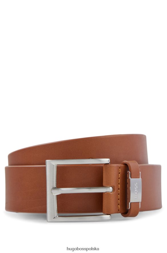 Hugo Boss włosko-skórzany pasek z markową metalową lamówką hugo w kolorze brązowym brązowy R0X0H65228