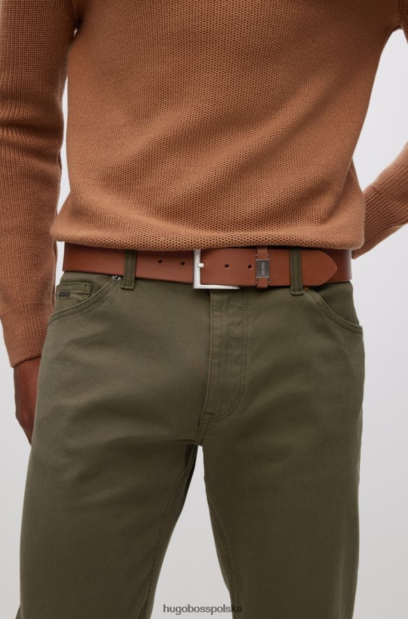 Hugo Boss włosko-skórzany pasek z markową metalową lamówką hugo w kolorze brązowym brązowy R0X0H65228