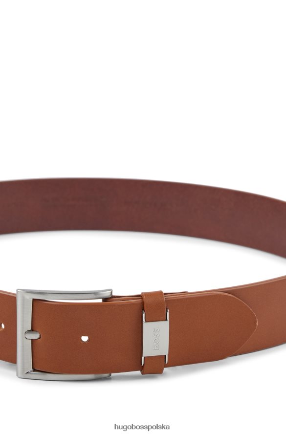 Hugo Boss włosko-skórzany pasek z markową metalową lamówką hugo w kolorze brązowym brązowy R0X0H65228