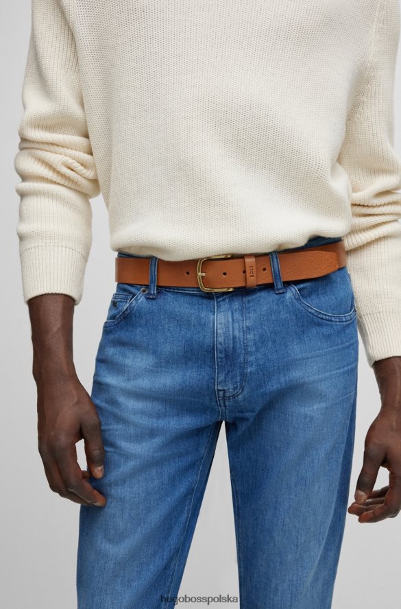 Hugo Boss włosko-skórzany pasek z markowym keeperem hugo w kolorze brązowym brązowy R0X0H65545