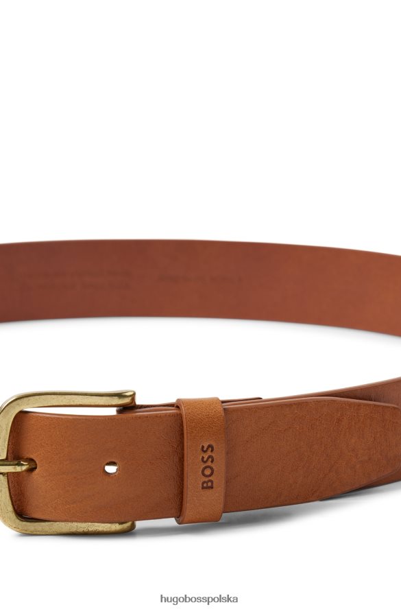 Hugo Boss włosko-skórzany pasek z markowym keeperem hugo w kolorze brązowym brązowy R0X0H65545