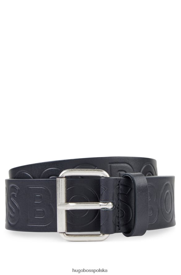 Hugo Boss włosko-skórzany pasek z nadrukiem logo hugo czarny czarny R0X0H65395