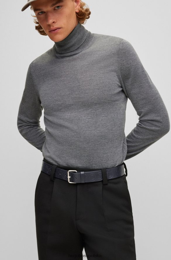 Hugo Boss włosko-skórzany pasek z nadrukiem logo hugo czarny czarny R0X0H65395