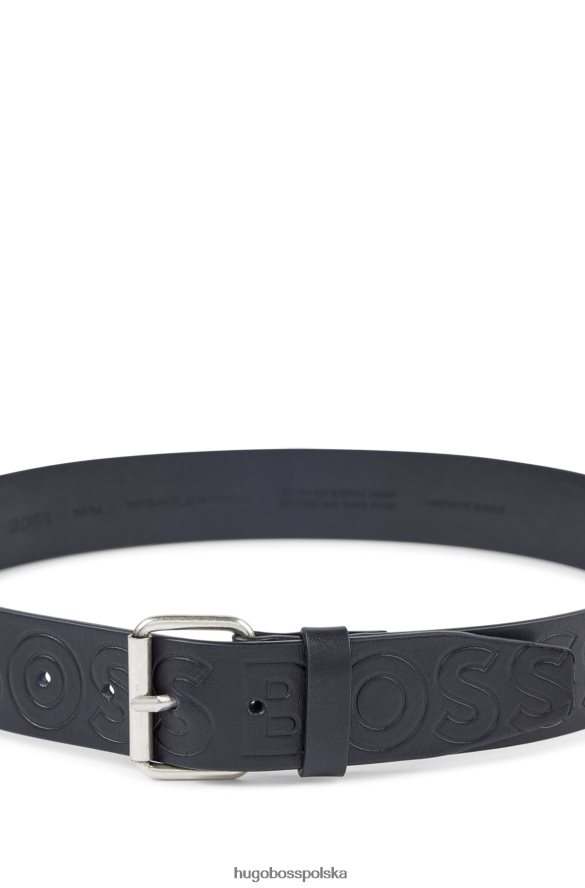 Hugo Boss włosko-skórzany pasek z nadrukiem logo hugo czarny czarny R0X0H65395