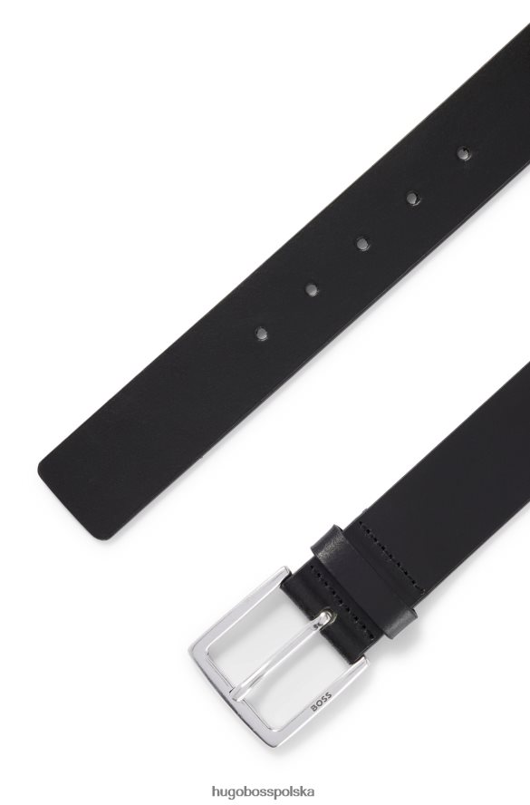 Hugo Boss włosko-skórzany pasek z okuciami imitującymi antyki hugo czarny czarny R0X0H65120