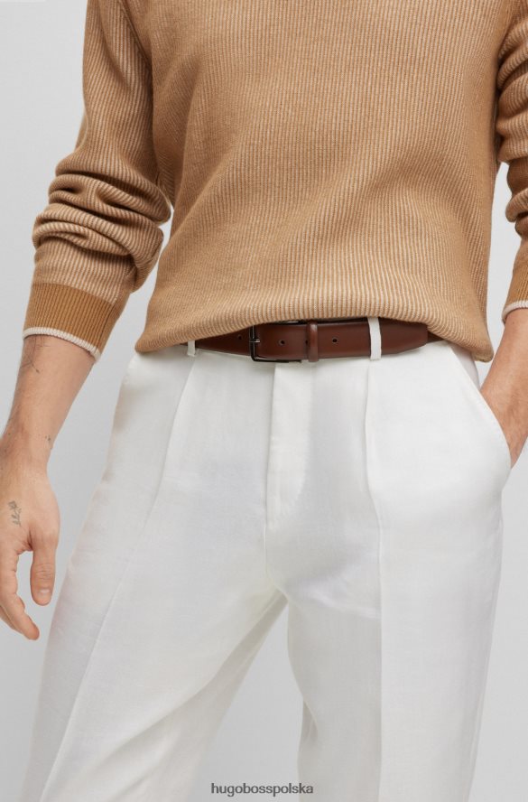 Hugo Boss włosko-skórzany pasek z wygrawerowaną klamrą z logo w kolorze brązowym hugo brązowy R0X0H65628