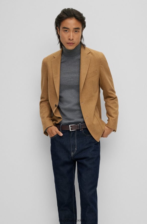 Hugo Boss włosko-skórzany pasek ze srebrną klamrą hugo w kolorze ciemnobrązowym ciemny brąz R0X0H65221