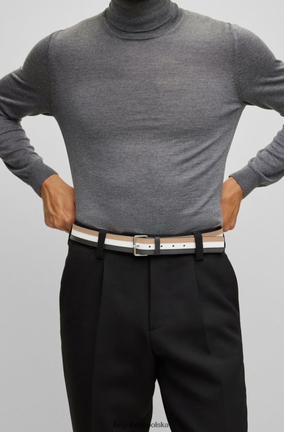 Hugo Boss wzorzysty, włosko-skórzany pasek Hugo z charakterystycznym paskiem i uchwytem na logo wzorzyste R0X0H65644
