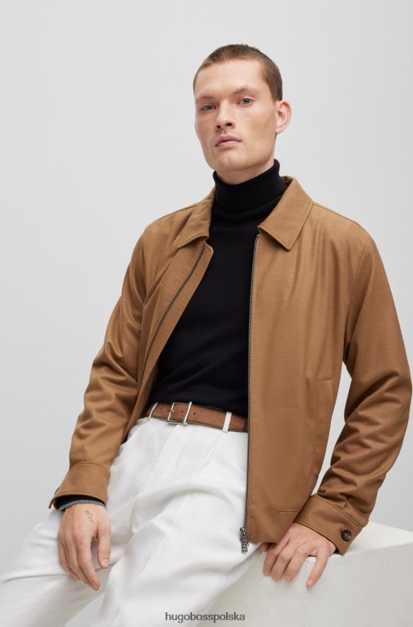 Hugo Boss zamszowy pasek z kwadratową klamrą i wygrawerowanym logo Hugo w kolorze jasnobrązowym jasnobrązowy R0X0H65249