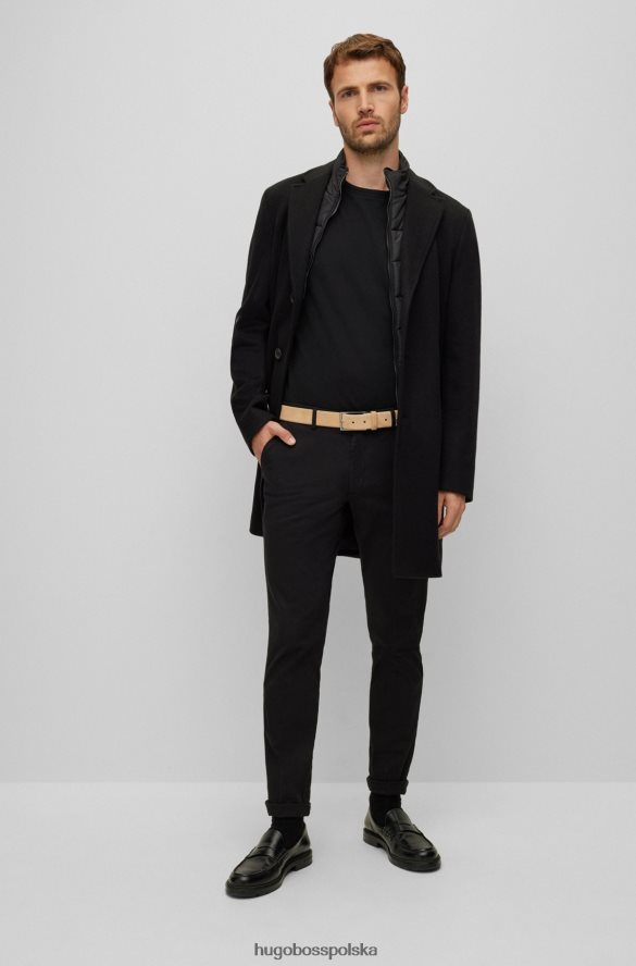 Hugo Boss zamszowy pasek z logo i brązową klamrą, beżowy hugo beżowy R0X0H65275