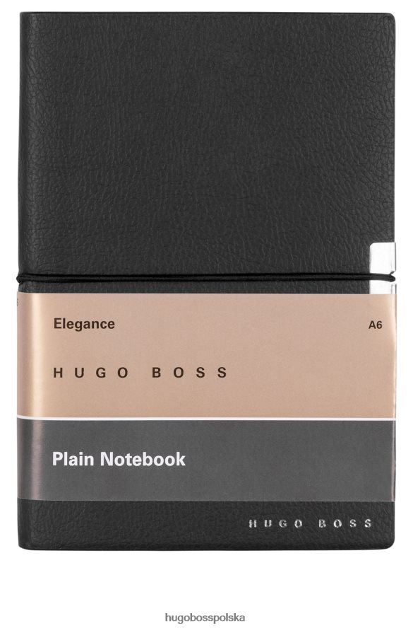 Hugo Boss Czarny notatnik A6 z czarnej sztucznej skóry z elastyczną opaską hugo czarny R0X0H65453