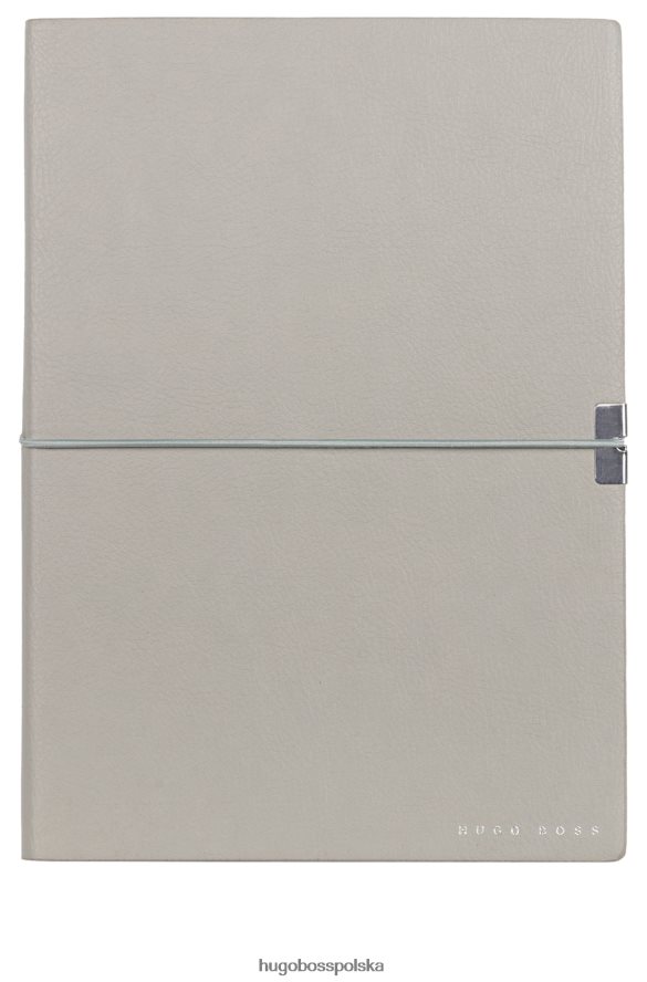 Hugo Boss Notatnik A5 z szarej sztucznej skóry z gumką w kolorze jasnoszarym hugo jasnoszary R0X0H65104