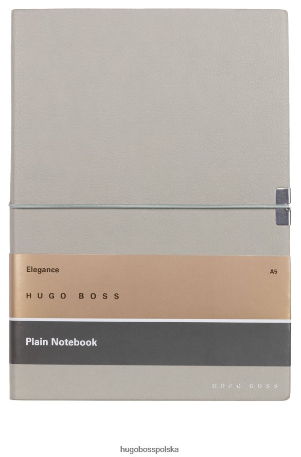 Hugo Boss Notatnik A5 z szarej sztucznej skóry z gumką w kolorze jasnoszarym hugo jasnoszary R0X0H65104