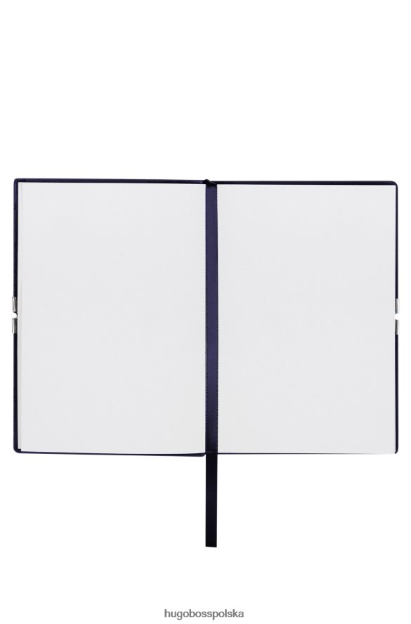 Hugo Boss Notatnik A6 z granatowej sztucznej skóry z elastyczną opaską hugo w kolorze granatowym ciemny niebieski R0X0H65106