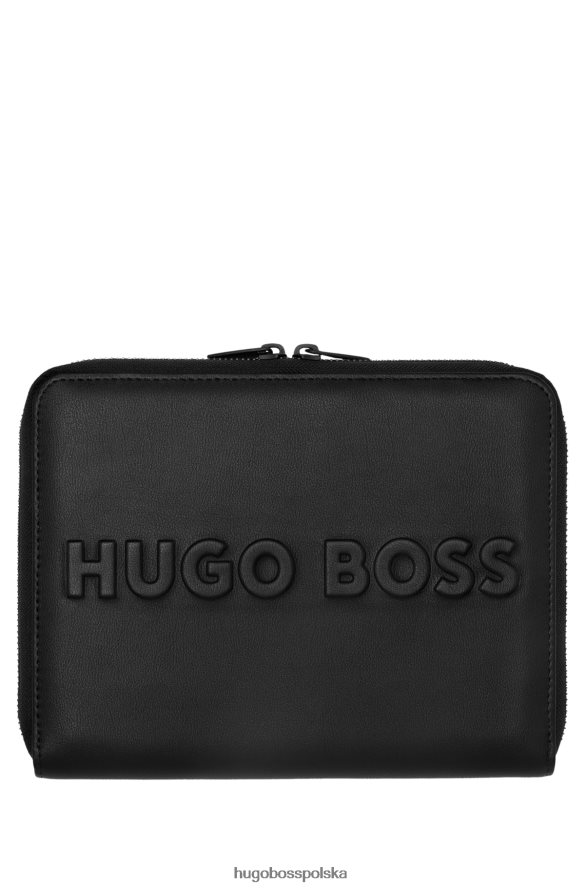 Hugo Boss Teczka konferencyjna A5 ze sztucznej skóry z logo 3D Hugo w kolorze czarnym czarny R0X0H65630