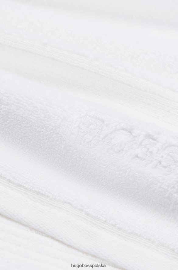 Hugo Boss Biały ręcznik dla gości hugo z haftowanym logo, wykonany z bawełny egejskiej biały R0X0H65600