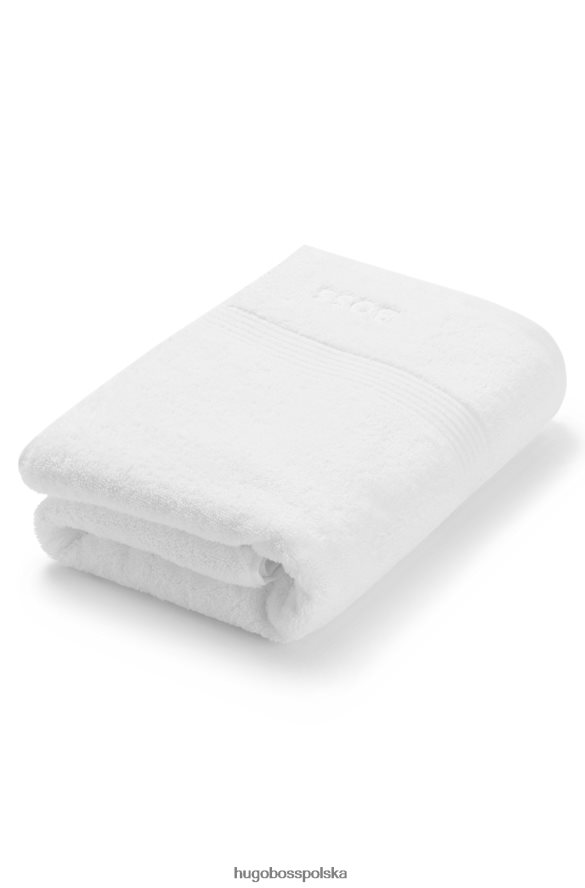 Hugo Boss Biały ręcznik kąpielowy hugo z haftowanym logo, wykonany z bawełny egejskiej biały R0X0H65645