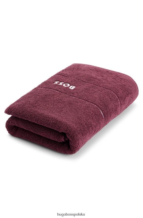 Hugo Boss Hugo ciemnofioletowy ręcznik kąpielowy z egipskiej bawełny z kontrastowym logo ciemny fiolet R0X0H65777
