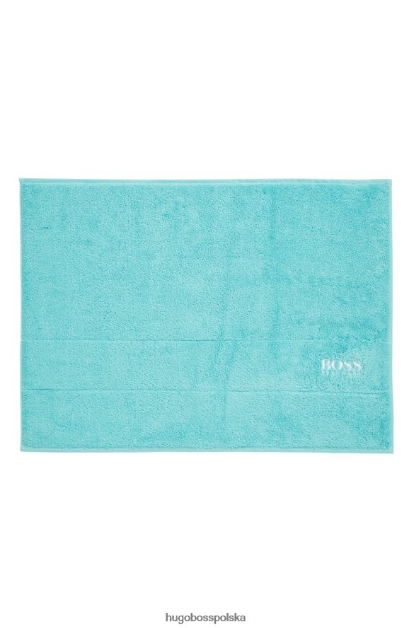Hugo Boss Hugo turkusowa mata łazienkowa z egipskiej bawełny z kontrastowym logo turkus R0X0H65658