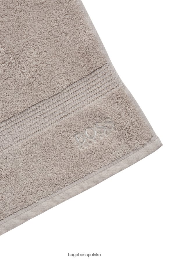 Hugo Boss Jasnobeżowy prześcieradło kąpielowe z logo, wykonane z bawełny egejskiej hugo jasny beż R0X0H65934