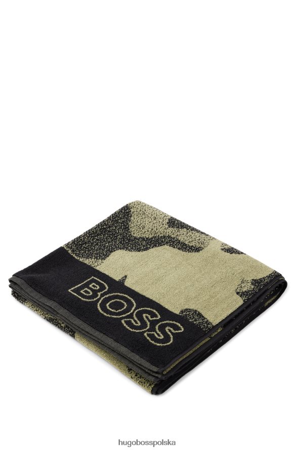 Hugo Boss & NBA ręcznik plażowy w kamuflaż zielone wzorzyste R0X0H62481