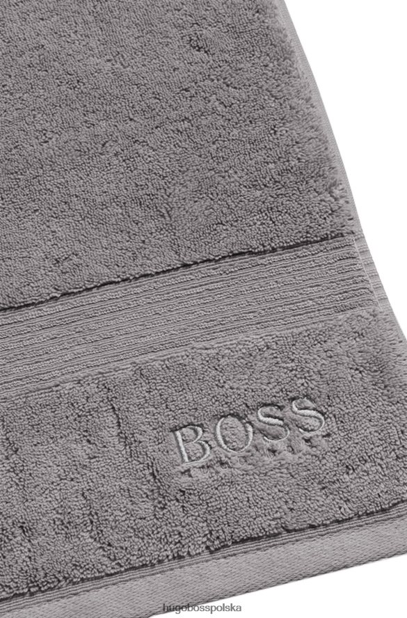Hugo Boss Prześcieradło kąpielowe z logo, wykonane z bawełny egejskiej, hugo w kolorze srebrnym srebro R0X0H65935