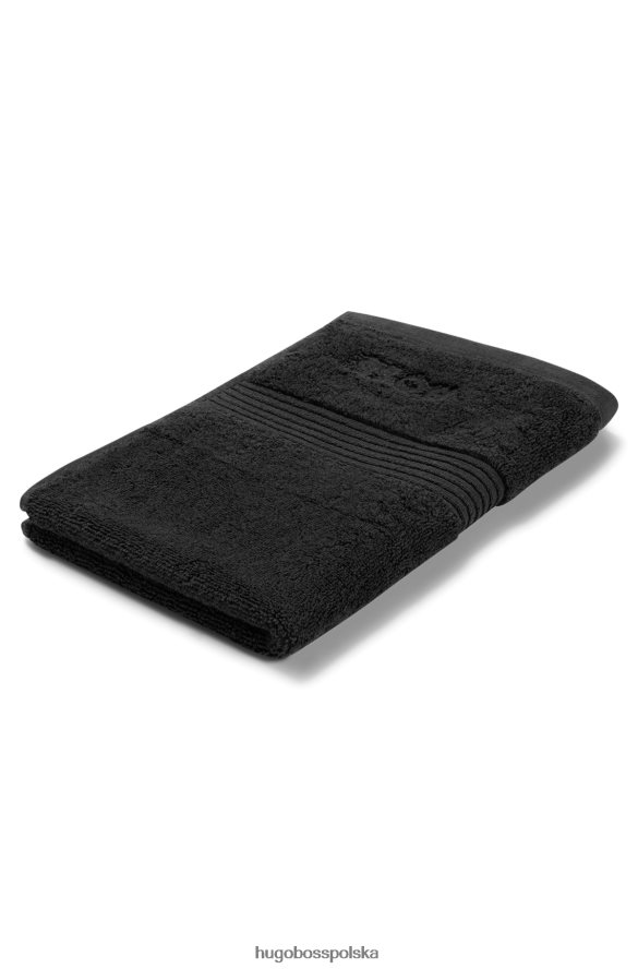 Hugo Boss Ręcznik dla gości z haftowanym logo hugo, wykonany z czarnej bawełny egejskiej czarny R0X0H65717