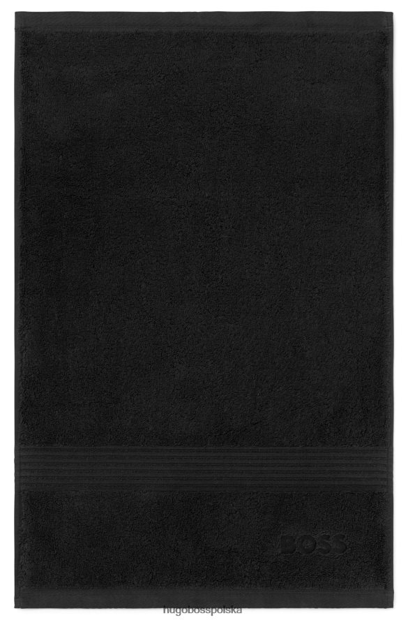 Hugo Boss Ręcznik dla gości z haftowanym logo hugo, wykonany z czarnej bawełny egejskiej czarny R0X0H65717