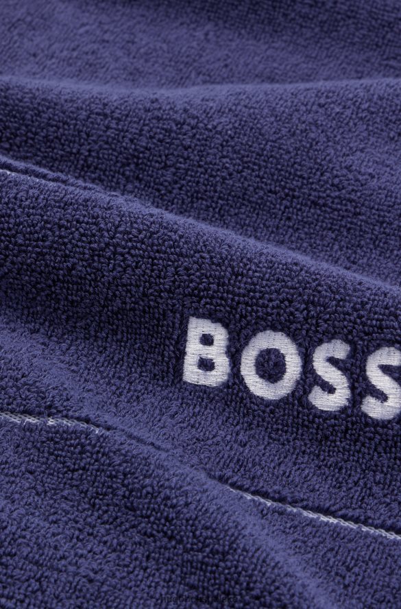 Hugo Boss Ręcznik kąpielowy z egipskiej bawełny z kontrastowym logo w kolorze ciemnoniebieskim hugo ciemny niebieski R0X0H65779