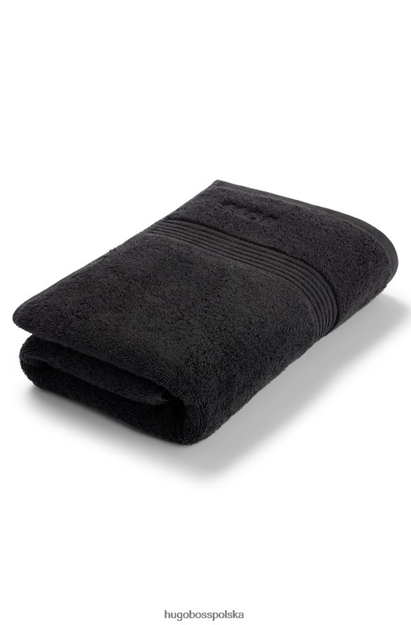 Hugo Boss Ręcznik kąpielowy z haftowanym logo hugo, wykonany z czarnej bawełny egejskiej czarny R0X0H65507