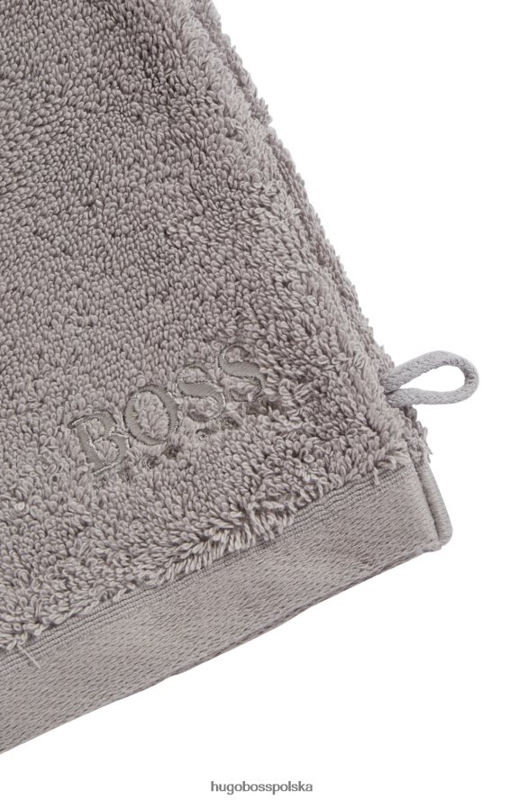 Hugo Boss Srebrna rękawica do prania z logo hugo, wykonana z bawełny egejskiej srebro R0X0H65727