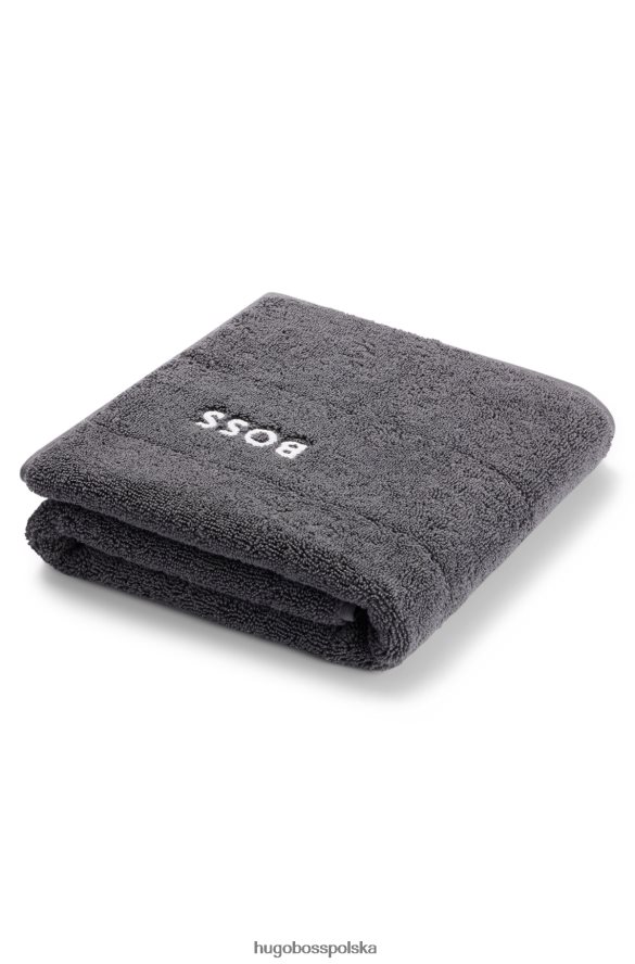 Hugo Boss ciemnoszara mata łazienkowa hugo z egipskiej bawełny z kontrastowym logo ciemno szary R0X0H65652